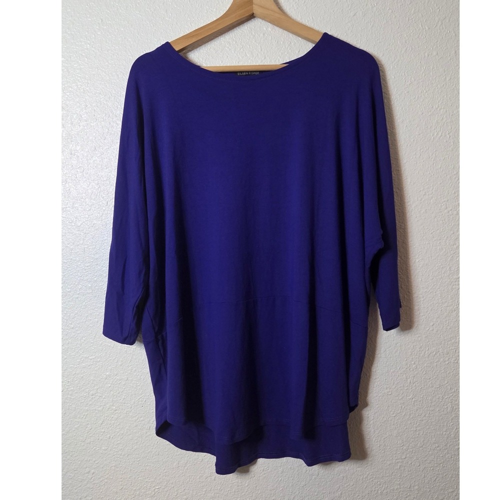 Eileen Fisher Purple Tunic Top L Viscose Blend Oversized Minimalist - Picture 3 of 8